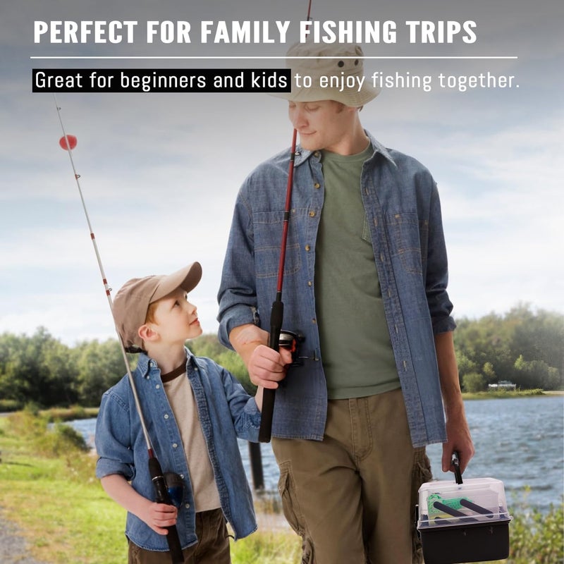 Vipfish 448-Pcs Fishing Lures Kit – Complete 3-Layer Tackle Box Set with Hooks, Weights, Bobbers, Pliers, Rigs, Leaders, Fluorocarbon Line, Accessories & More for Kids Fishing Gear (Black) - Image 4